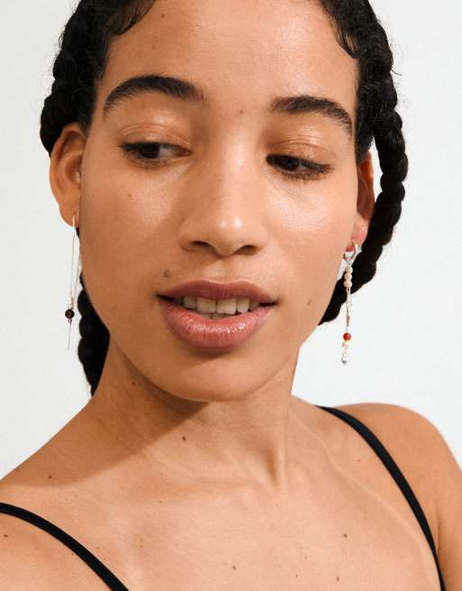 Pilgrim Between Chain Earrings In Silver Plated