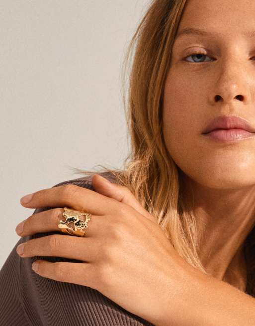 Pilgrim Happy Natural Form Ring In Gold Plated
