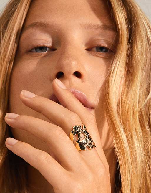 Pilgrim Happy natural form ring in gold plated
