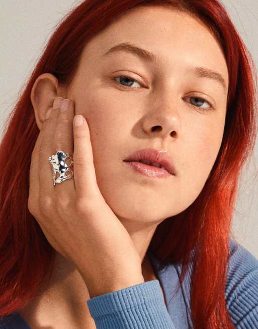 Pilgrim Happy Natural Form Ring In Silver Plated
