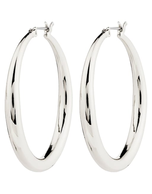 Pilgrim Jorun Large Hoop Earrings In Silver Plated