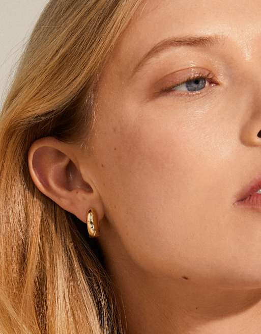 Pilgrim Mine chunky huggie hoops in gold plated