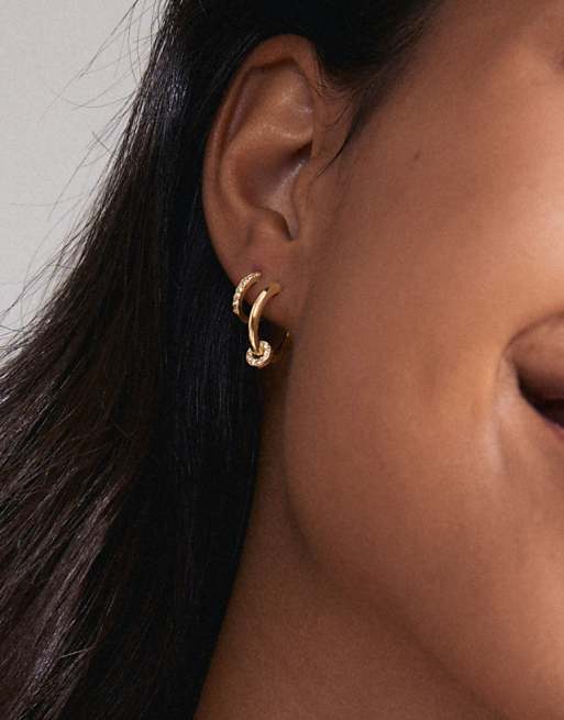 Pilgrim Scottie earrings 2in1 set in gold plated