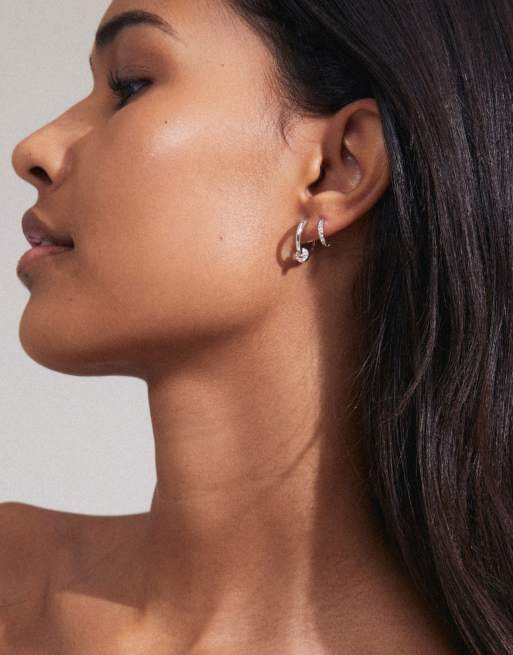 Pilgrim Scottie Earrings 2in1 Set In Silver Plated