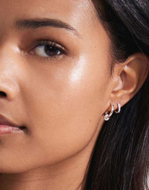 Pilgrim Scottie earrings 2in1 set in silver plated