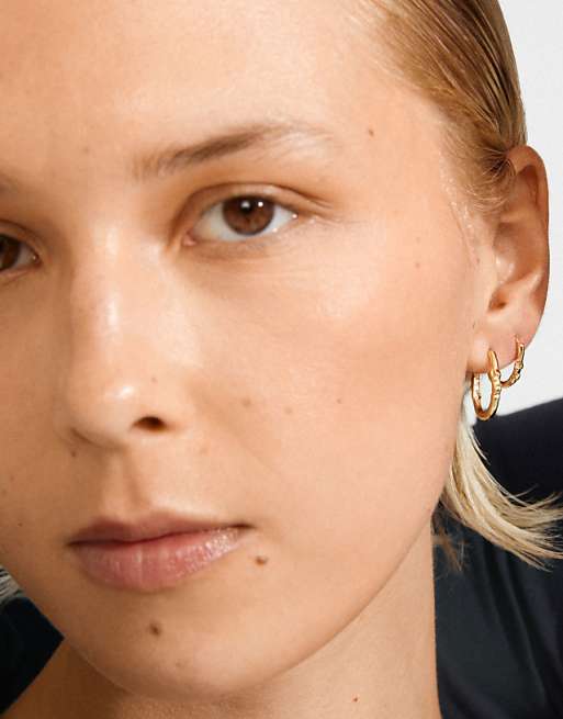 Pilgrim Sense hoop earrings 2in1 set in gold plated