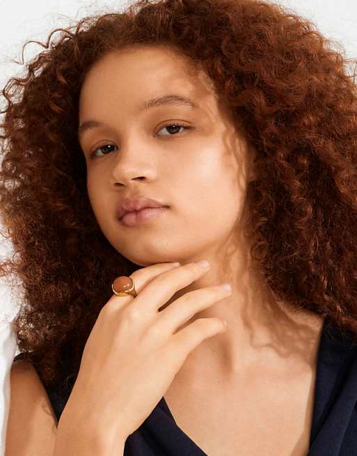 Pilgrim Sense ring agate in gold plated