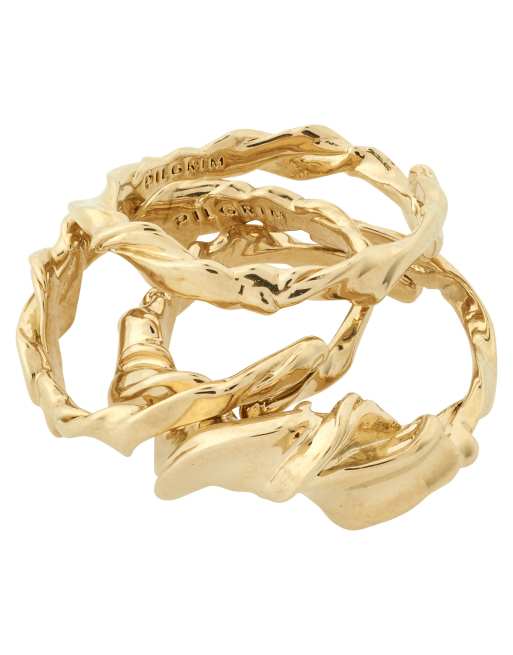 Pilgrim Storm Rings 3in1 Set In Gold Plated
