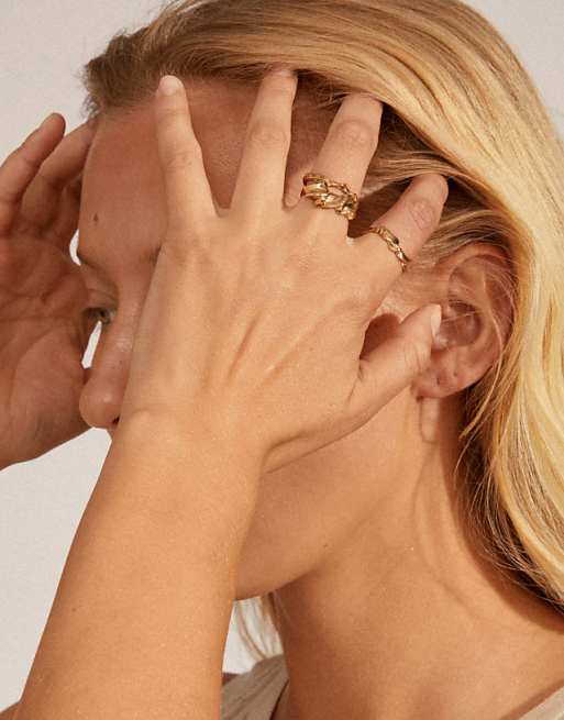Pilgrim Storm rings 3in1 set in gold plated