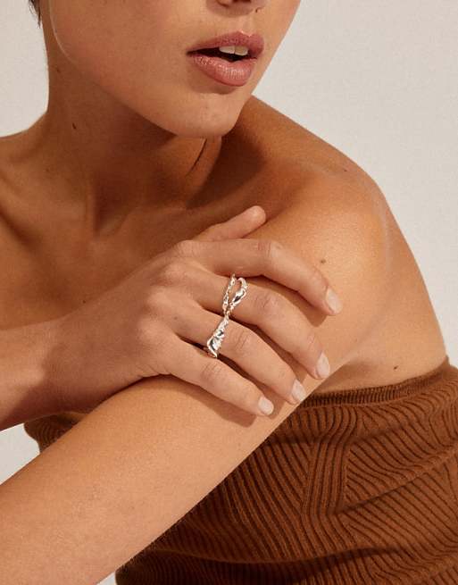 Pilgrim Storm rings 3in1 set in silver plated