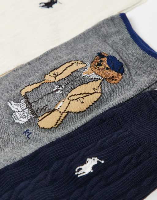 Polo Ralph Lauren 3-pack Bear Logo Sock In Multi