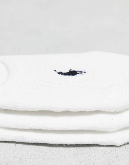 Polo Ralph Lauren 3 Pack Invisible Socks In White With Logo