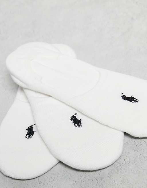 Polo Ralph Lauren 3 pack invisible socks in white with logo