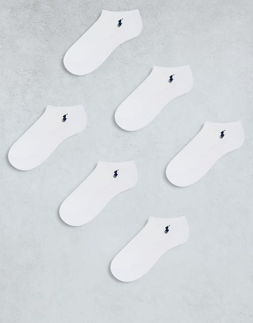 Polo Ralph Lauren 6-pack logo ankle trainer socks in white