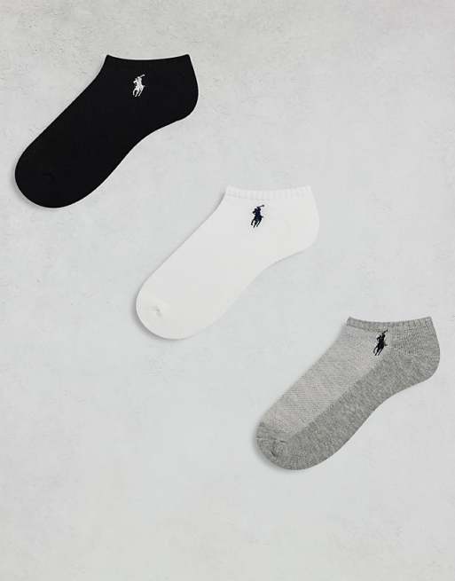 Polo Ralph Lauren 6 pack trainer socks in black white grey