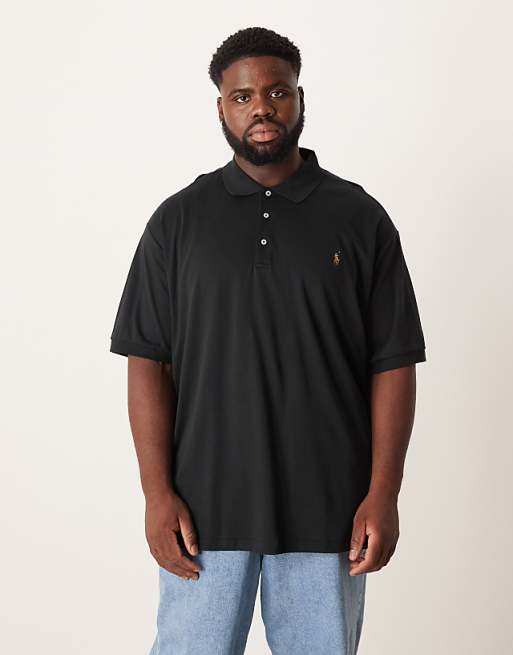 Polo Ralph Lauren Big & Tall icon logo pima cotton polo in black