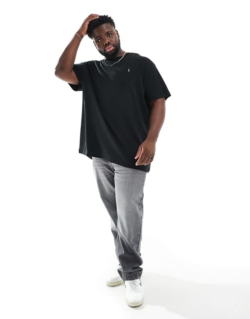 Polo Ralph Lauren Big & Tall Icon Logo Pima Cotton T-shirt Classic Fit In Black