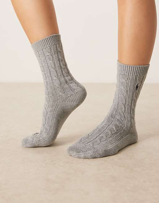 Polo Ralph Lauren cable knit crew socks in grey