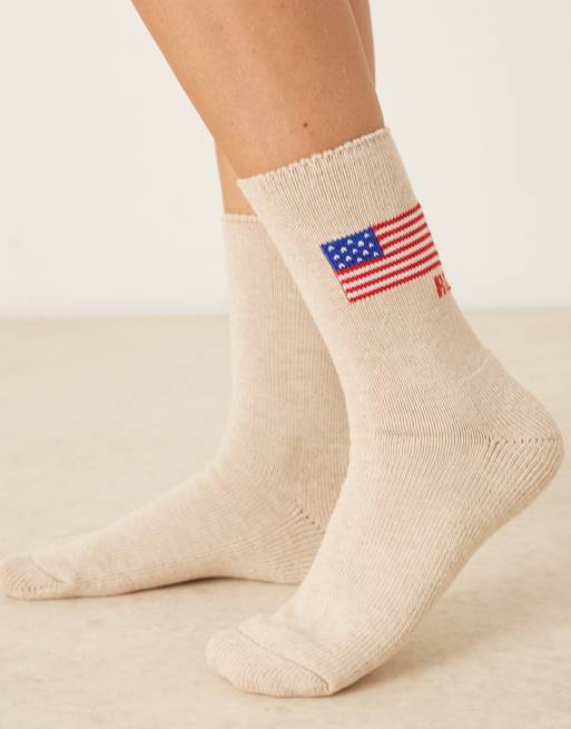 Polo Ralph Lauren Flag Logo Socks In Grey