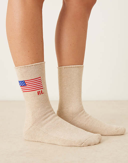 Polo Ralph Lauren flag logo socks in grey