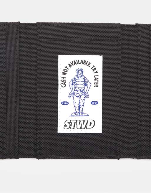 Pull&Bear Black Stwd Fabric Wallet In Black