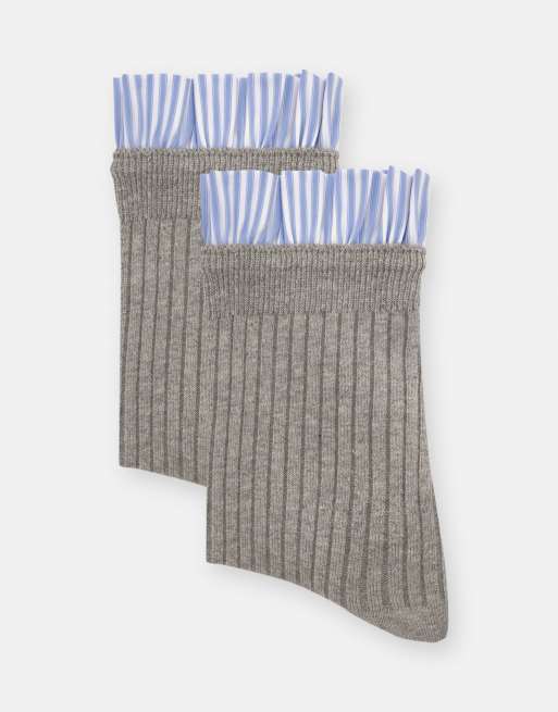Pull&Bear Combined Knit Socks In Grey