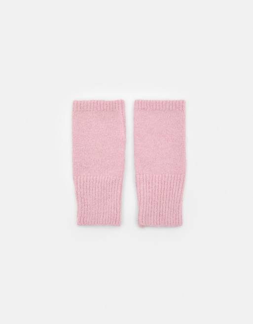 Pull&Bear Knit fingerless gloves in pink