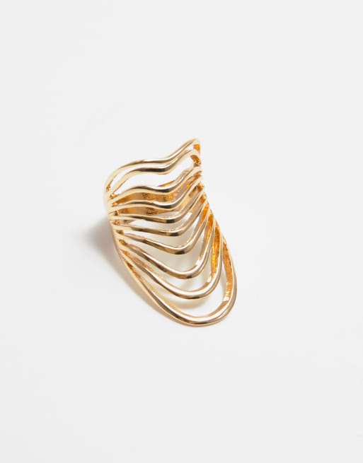 Pull&Bear Pack Of 2 Metallic Rings In Gold