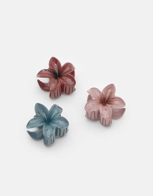 Pull&Bear Pack Of 6 Hibiscus Flower Hair Clips In Yellow