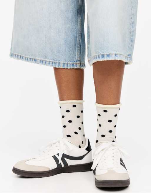Pull&Bear Polka Dot Socks In White