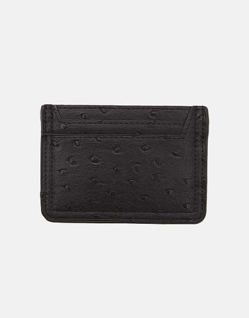 Pull&Bear Textured Card Holder In Black