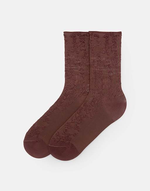 Pull&Bear textured raised socks in brown