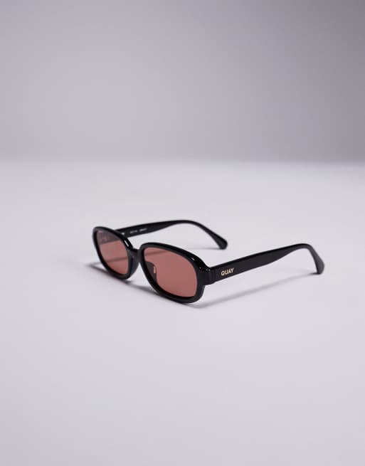 Quay Could Never Slim Round Sunglasses In Black With Pink Lens