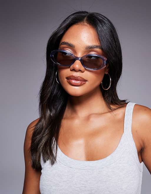 Quay felt cute oval sunglasses in blue