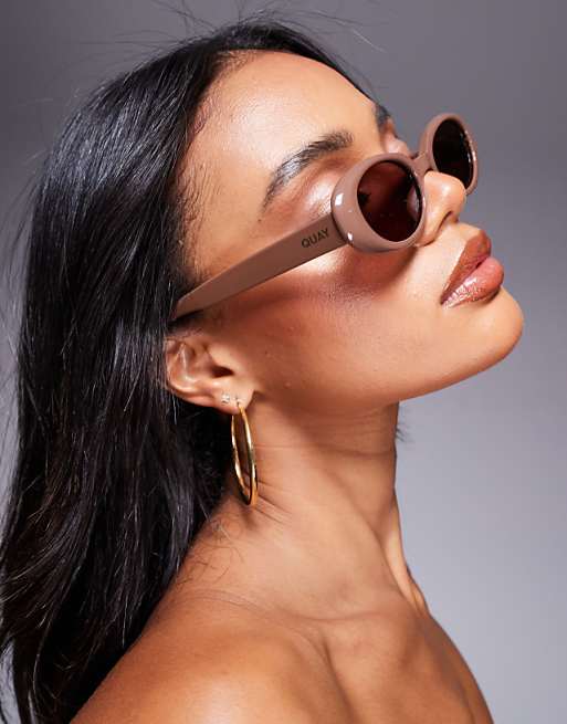 Quay felt cute oval sunglasses in brown