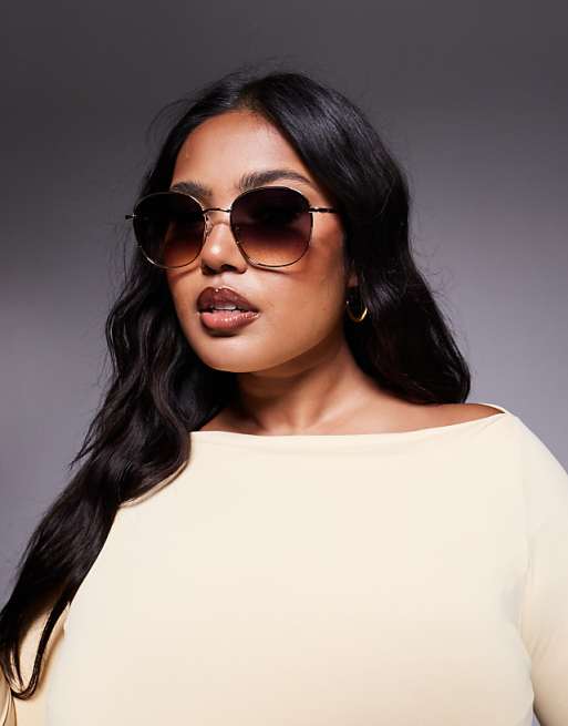 Quay jezabell round metal sunglasses in purple and orange gradient lens
