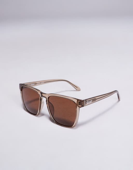 Quay Unplugged Square Sunglasses In Clear Yellow