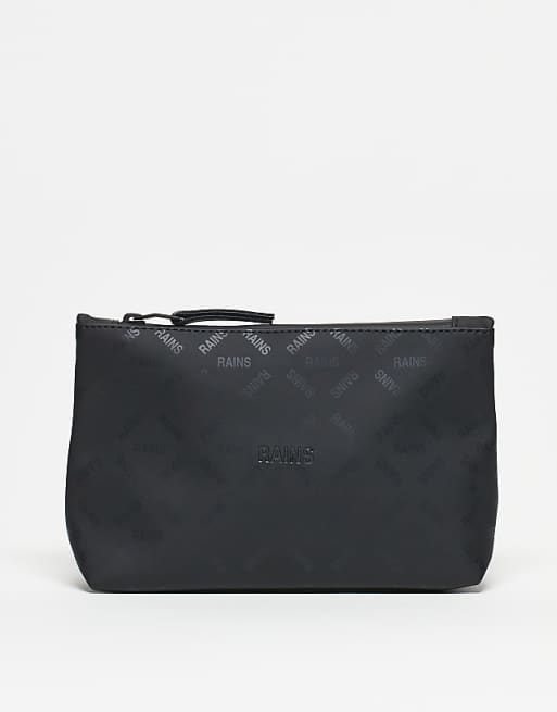 Rains 15600 waterproof cosmetic bag with tonal logo in black