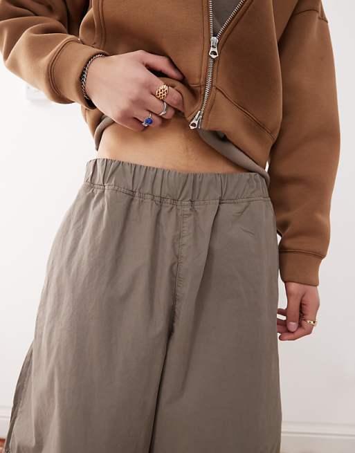 Reclaimed Vintage Baggy Barrell Leg Cargo Trousers In Khaki