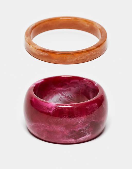 Reclaimed Vintage bangle 2 pack in red