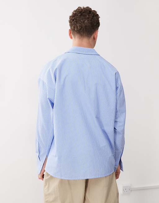 Reclaimed Vintage Boxy Oversized Shirt In Blue Stripe