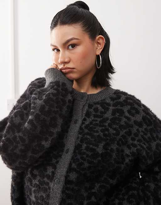 Reclaimed Vintage Brushed Cardigan In Leopard Print