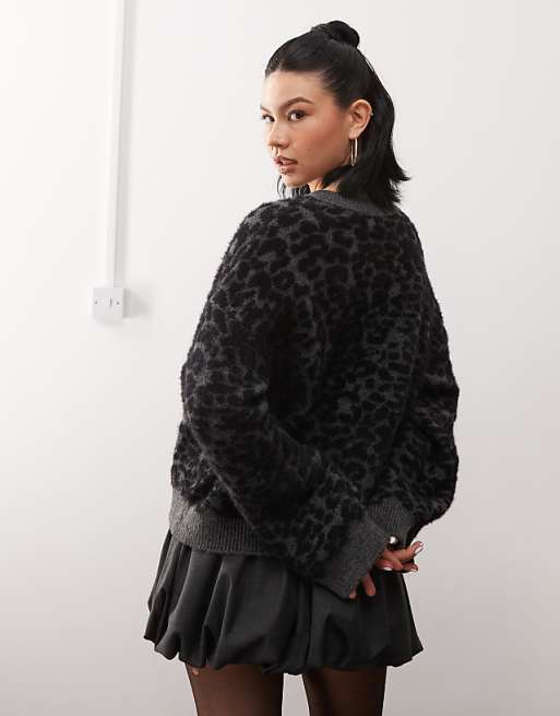 Reclaimed Vintage Brushed Cardigan In Leopard Print