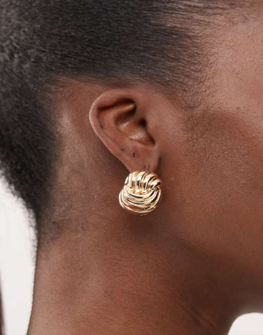 Reclaimed Vintage Chubby Weave Earrings In Gold