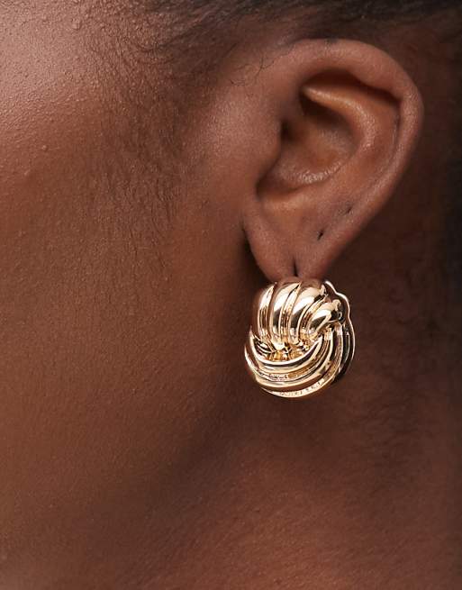 Reclaimed Vintage chubby weave earrings in gold