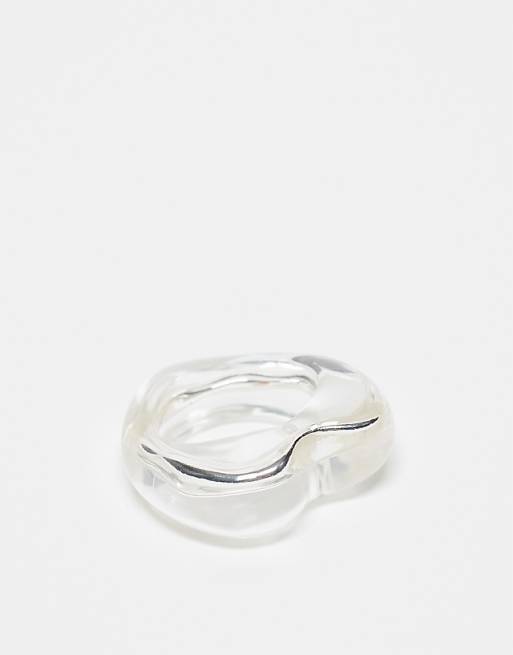 Reclaimed Vintage clear heart ring