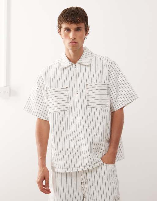 Reclaimed Vintage Denim Pinstripe Co-ord In White And Brown