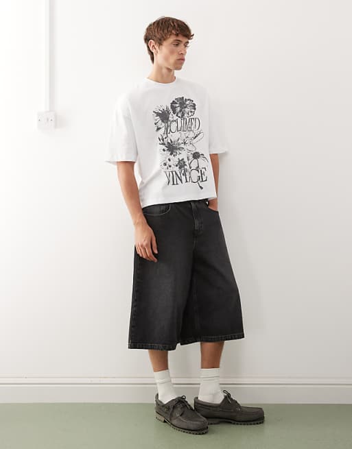 Reclaimed Vintage Floral Graphic Oversized T-shirt In Ecru