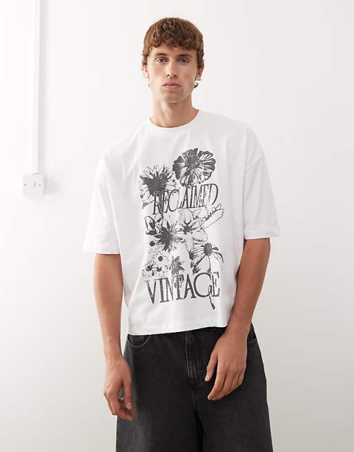 Reclaimed Vintage floral graphic oversized t-shirt in ecru