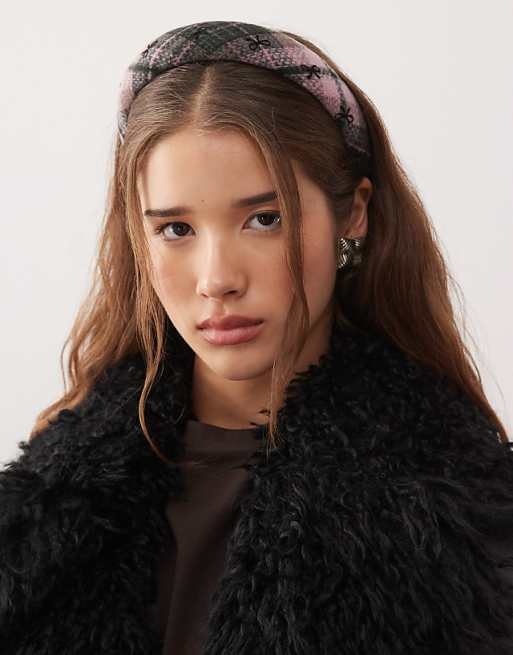 Reclaimed Vintage headband in tartan check